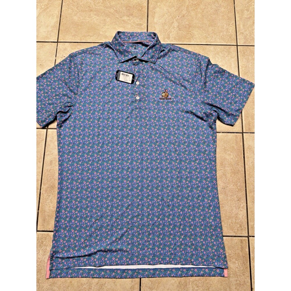 Johnnie O Shirt Men M Fields Ranch Lucia Pipeline Golf Polo Floral Top Shelf NEW
